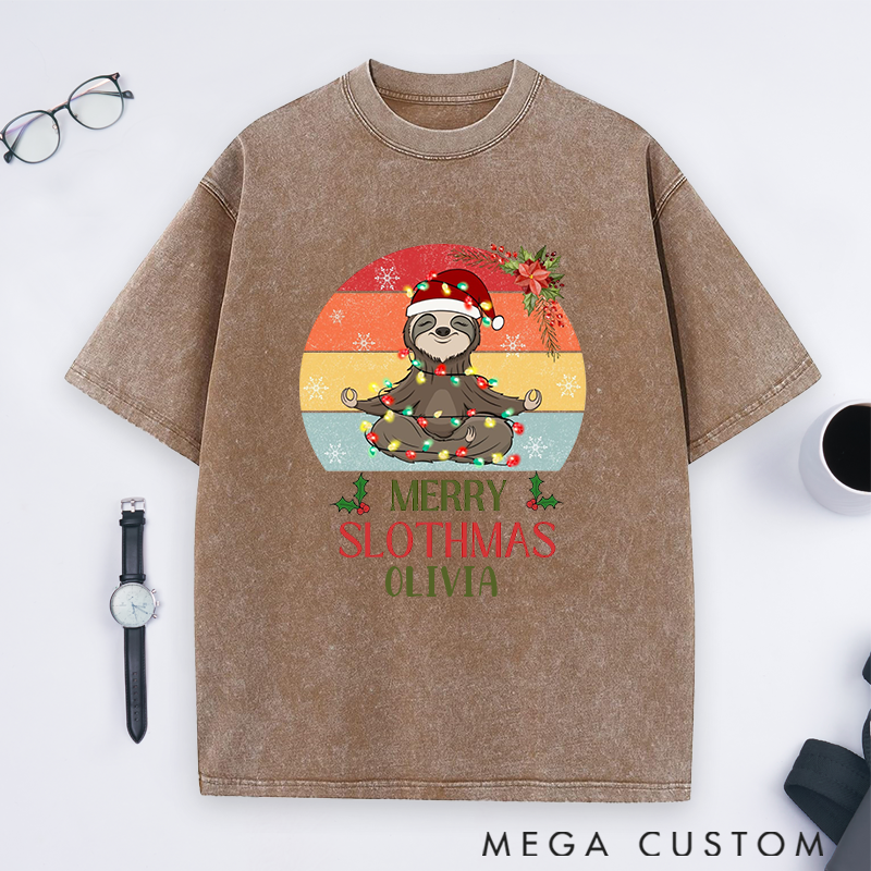  Personalized Yoga T-Shirt Funny Yoga Sweatshirt with Cute Slothmas Design Perfect Holiday Gift for Yoga Lovers