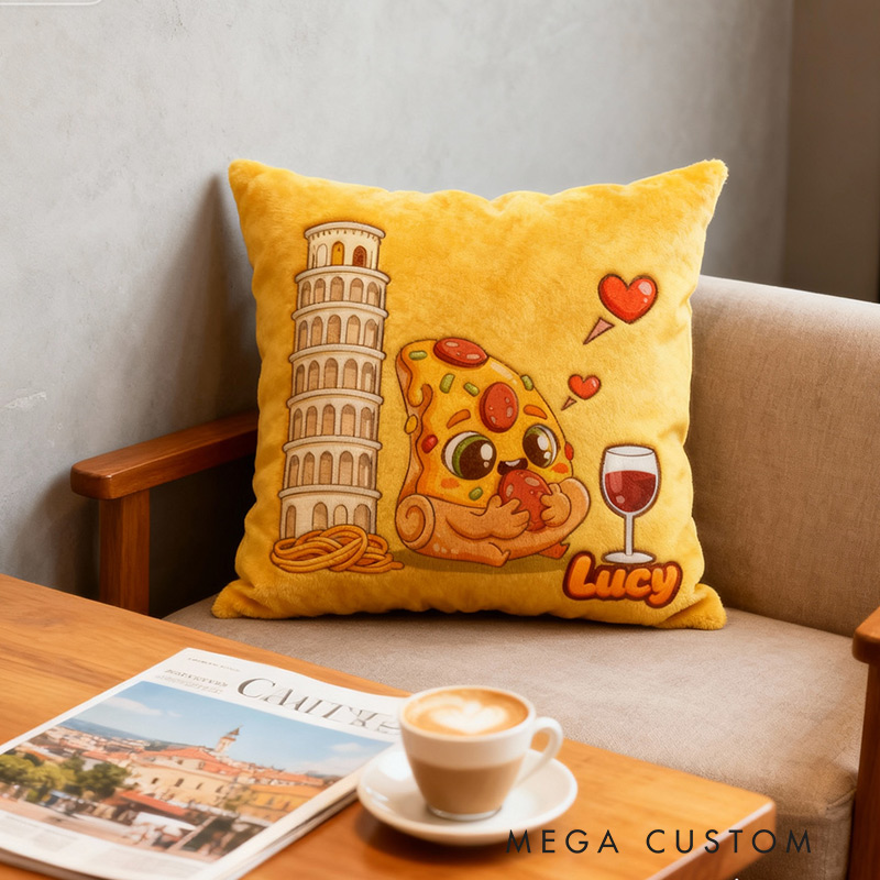 Personalized Graphic 3D Print Italian Delight Pillow for Travel Lovers