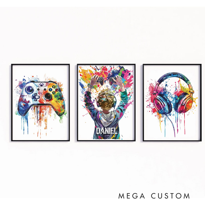 Personalised Gaming Wall Art Prints Gaming Prints Boys Bedroom Decor Kid Bedroom Gamer Decor Games Room Decor Gamer Prints