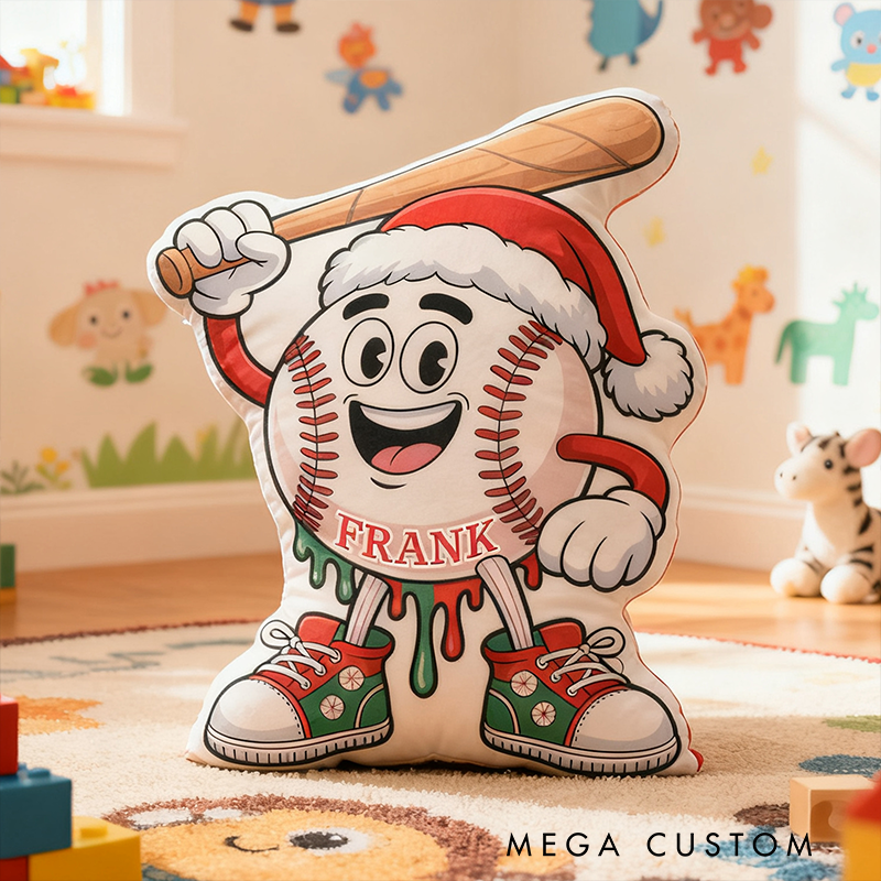 Personalized Christmas Baseball Pillow with Custom Name Design