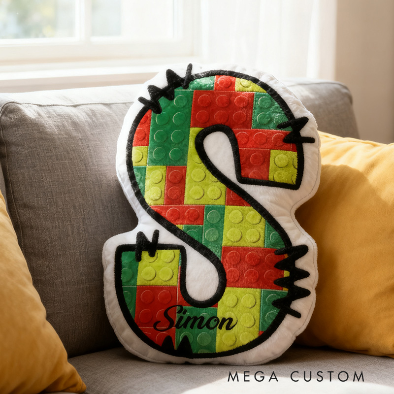 Personalized Graphic 3D Print  Doodle Bricks Pillow  Funny Kid letter Pillow With Name