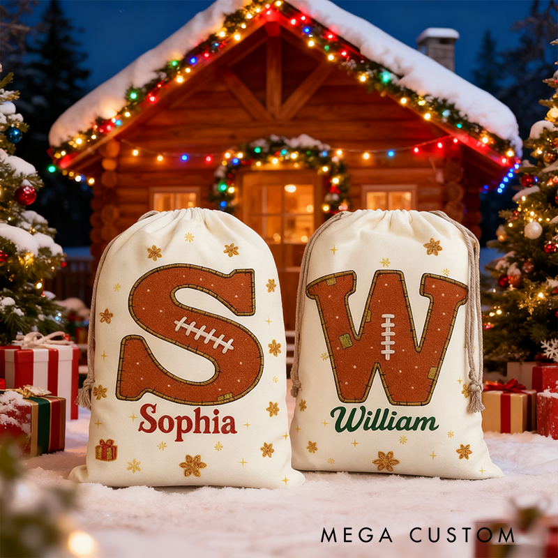 Personalized Christmas Gift Bags with Custom Name and Initial Design