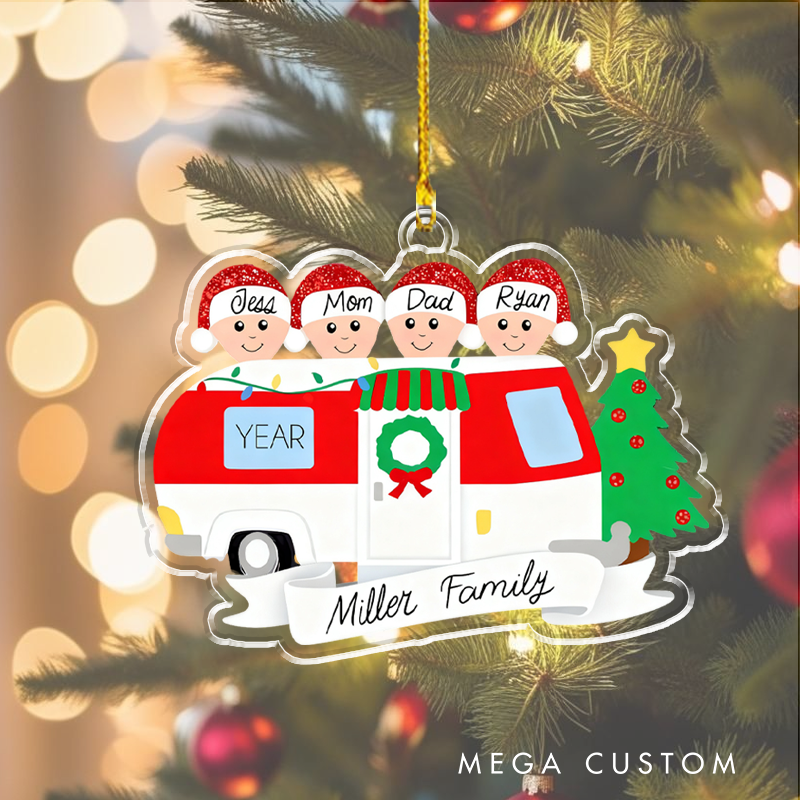 Personalized Rv Camper Ornament Camping Gift Accessories 2025 Group Family Rv Decorations Friends Van Travel Trailer Christmas Ornament