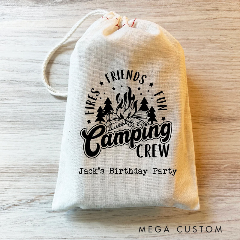 Personalized Camping Crew Party Favor Bags Custom Camping Favors Camping Bags Outdoor Camp Party Smores Mountains Camping Camping Birthday Gift
