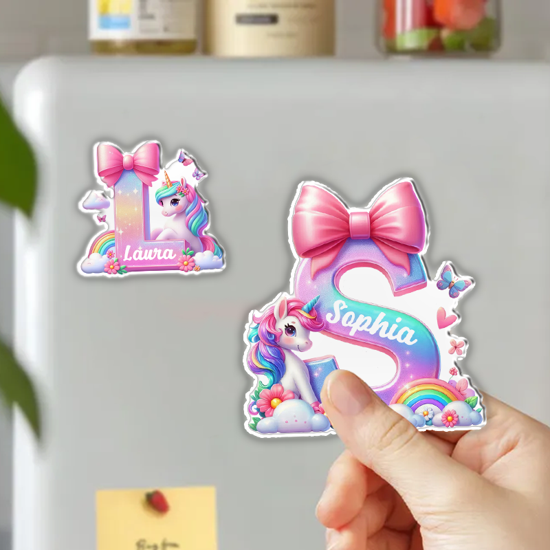 Personalized Cute Cartoon Unicorn Fridge Magnet Custom Kids Gift Christmas Gift