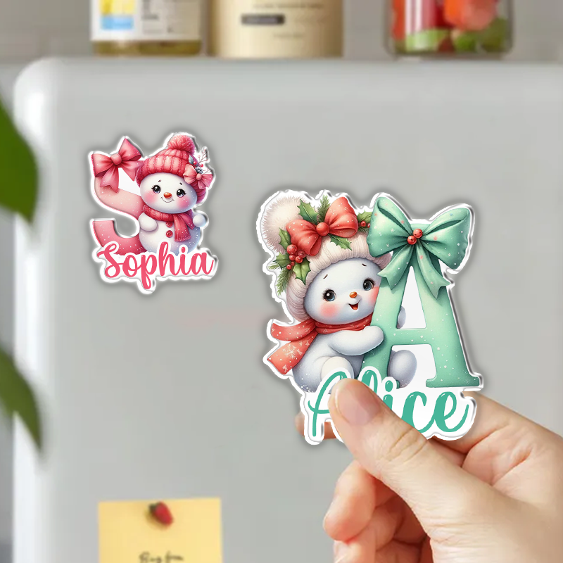 Personalized Cute Christmas Snowman Fridge Magnet Custom Kids Gift Christmas Gift