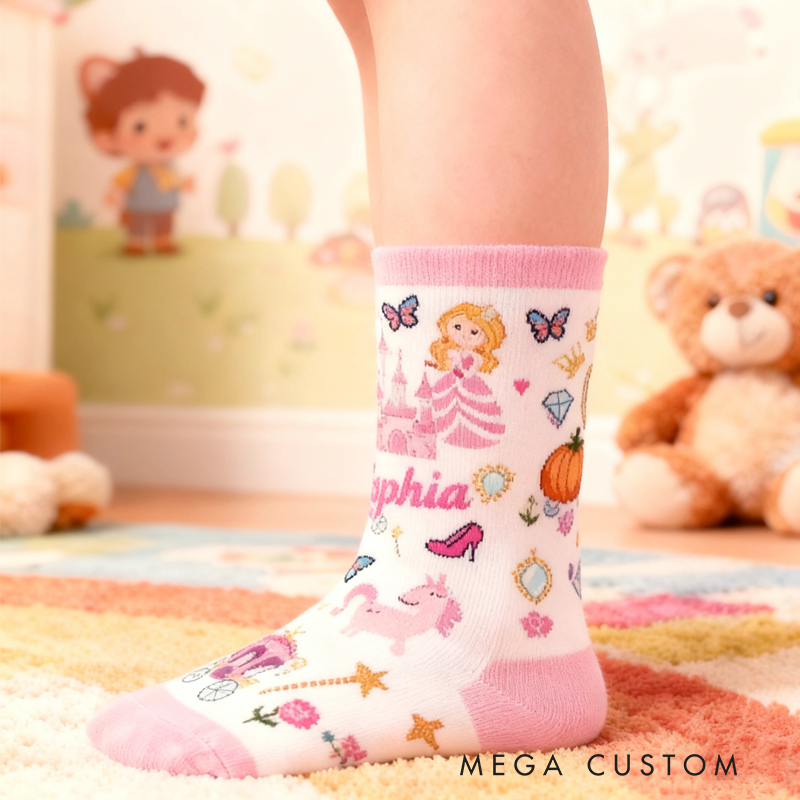 Personalized Cute Cartoon Pink Princess Socks Christmas Children's Gifts