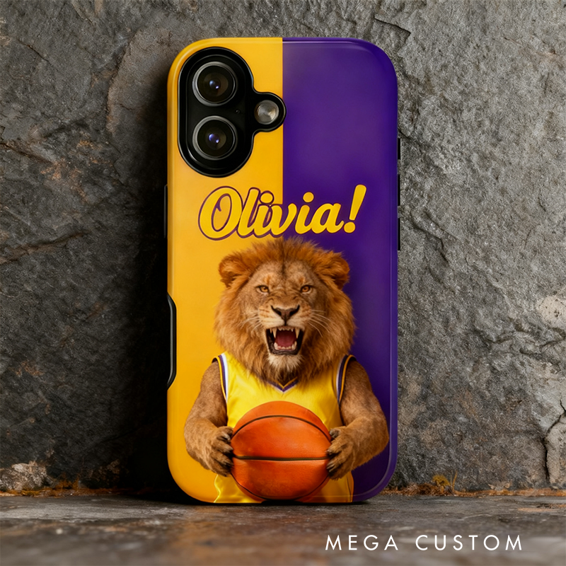 Personalized Basketball Phone Case with Custom Name and Animal Design
