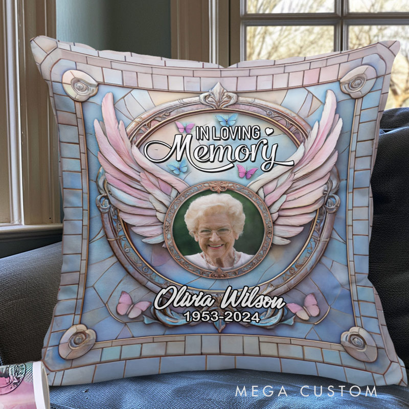 Personalized Memorial Throw Pillow In Loving Memory Photo Throw Sympathy Gift for Loss of Loved One 