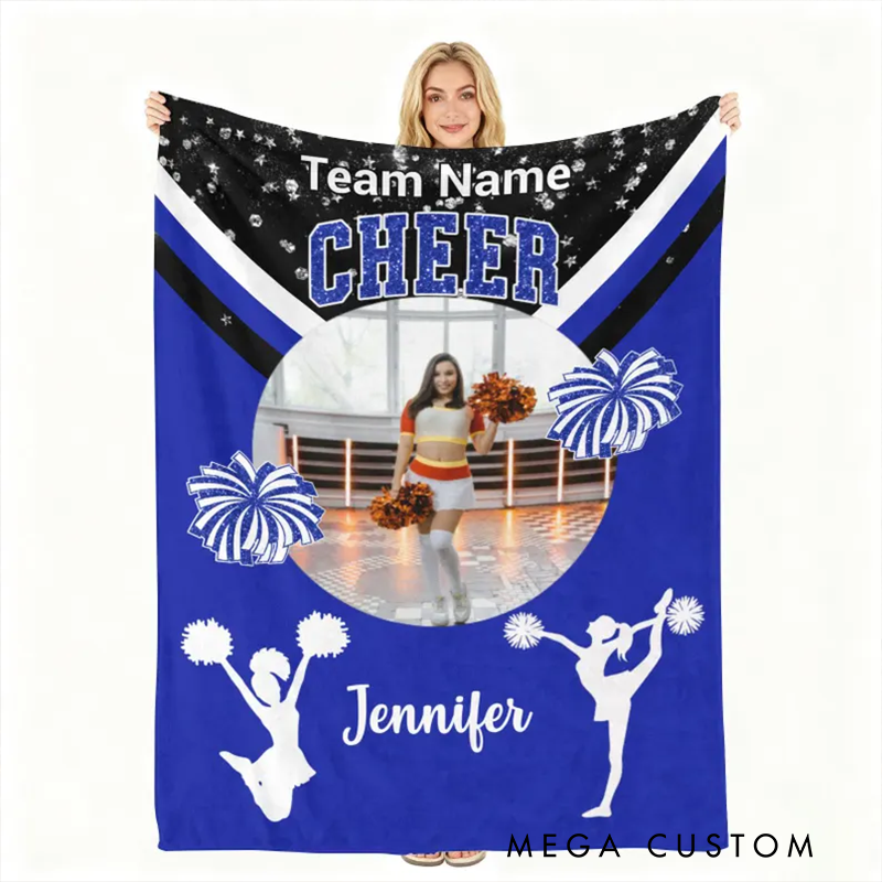 Personalized Cheerleading Blanket with Custom Name, Team, and Color Customization