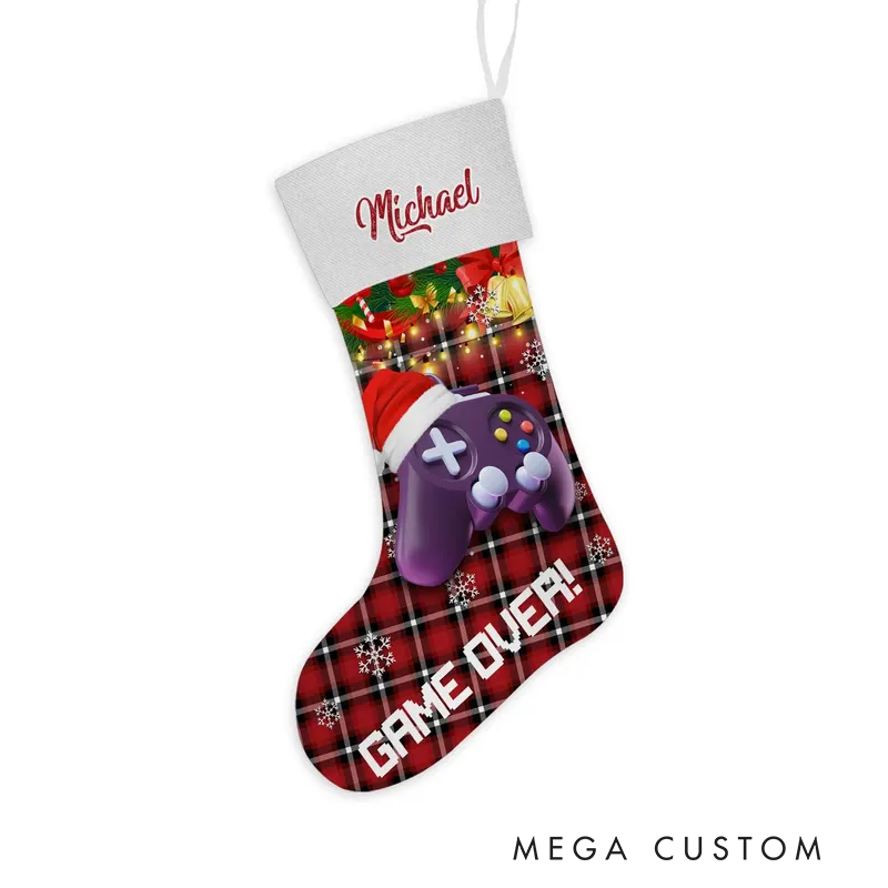 Personalized Gamer Christmas Stocking for Teen Kid Gaming Custom  Christmas Stocking Video Game Lover Gif Gaming Controller Xmas Gift for Geek Lover