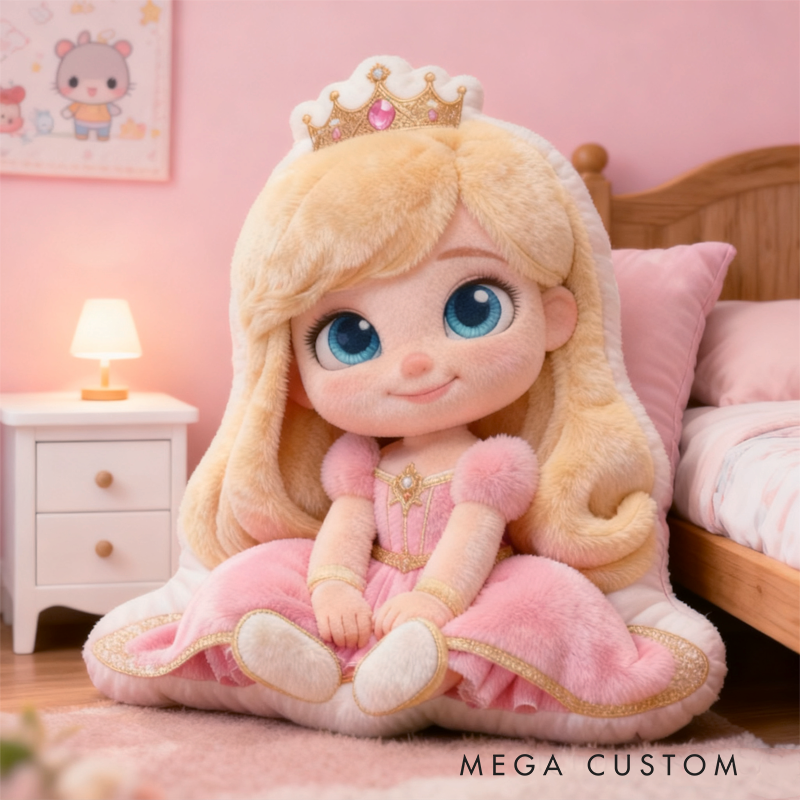Personalized Cute Cartoon Princess Graphic 3D Print Pillow Christmas Gift for Kids 