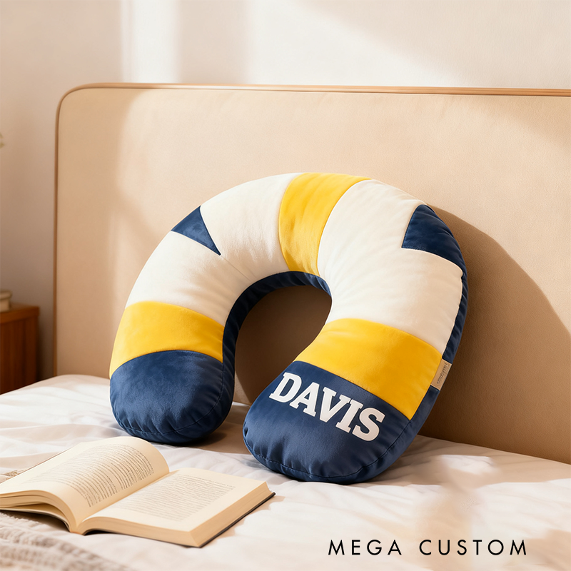 Personalized Volleyball Travel Neck Pillow with Custom Name Design