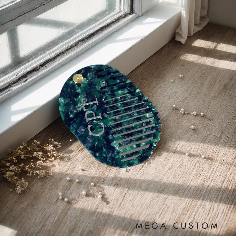 Personalized Name Comb with Mirror Personalized Acetate Hair Comb Engraved Travel Compact Mirror for Travel Lovers