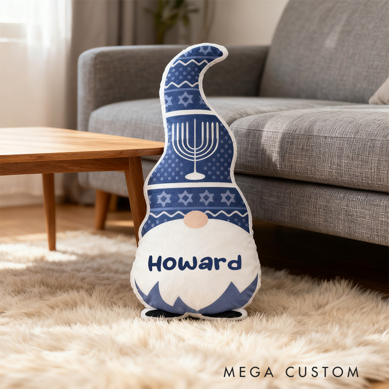 Personalized Cute Hanukkah Gnome Pillow with Custom Name Home Decor Happy Hanukkah Gift for Jewish Family
