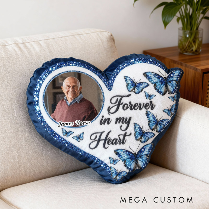 Personalized Memorial Photo Throw Pillow Forever In My Heart Custom Double Sided Pillow Sympathy Gift 
