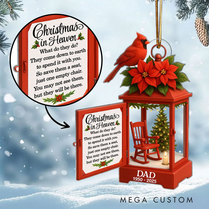 Personalized Lantern Memorial Chistmas Ornament Christmas In Heaven Sympathy Gift for Loss of Loved Ones