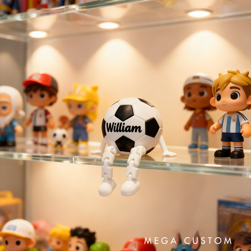 Personalized Soccer Ball Decor with Dangling Legs and Custom Name