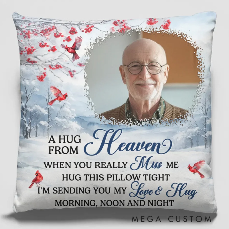 Personalized Memorial Photo Pillow An Embrace From The Skies Custom Double Sided Pillow Sympathy Gift Christmas Gift for Family Members