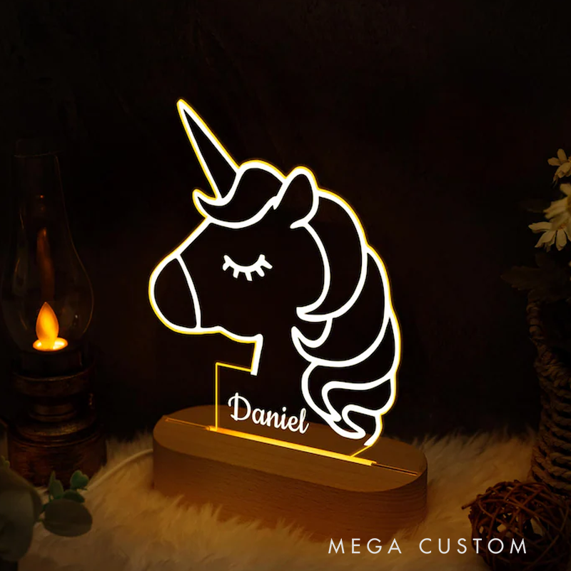 Personalized Unicorn Night Light Light New Baby Girl Gift Kids Bedroom Lamp