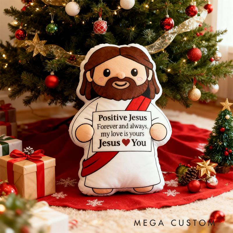 Personalized Cute Positive Jesus Pillow with Custom Love Message Graphic 3D Print Pillow Inspirational Christian Gift Jesus Love Gift Faith Based Gift