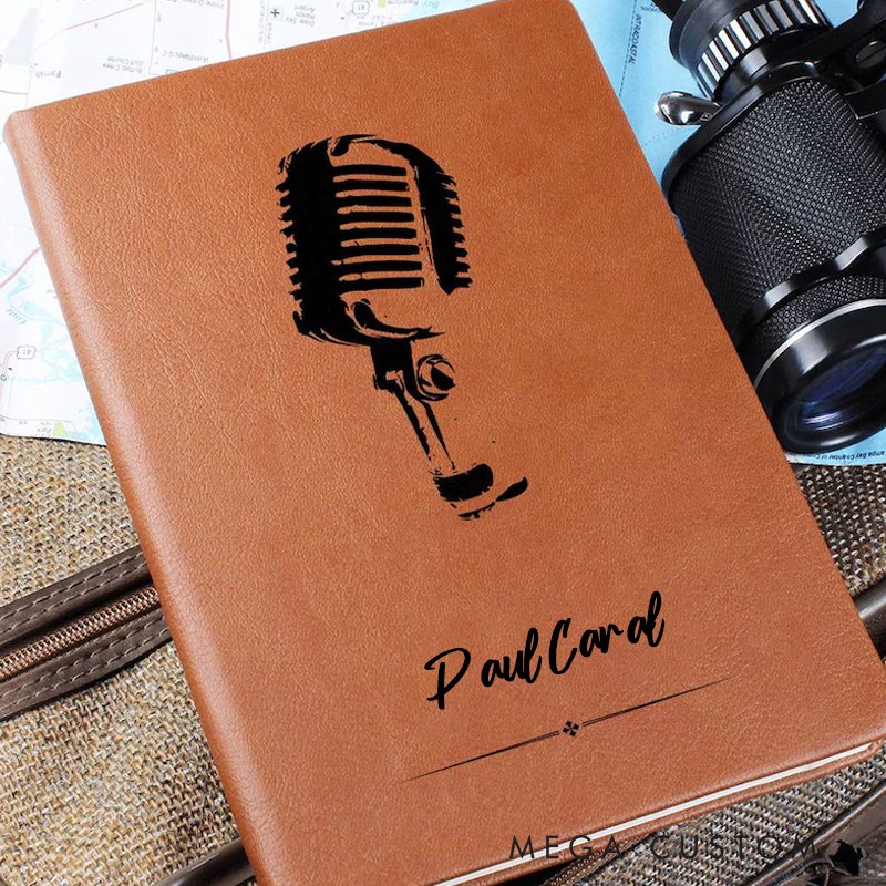 Personalized Classic Microphone Journal Custom Lyric Journal Gift for Singer and Songwriter and Artist and DJ and Podcast and Speaker