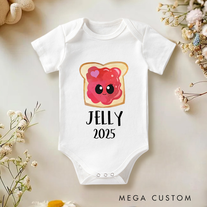 Personalized Peanut Butter and Jelly Baby Twin Onesie Funny Baby Gift