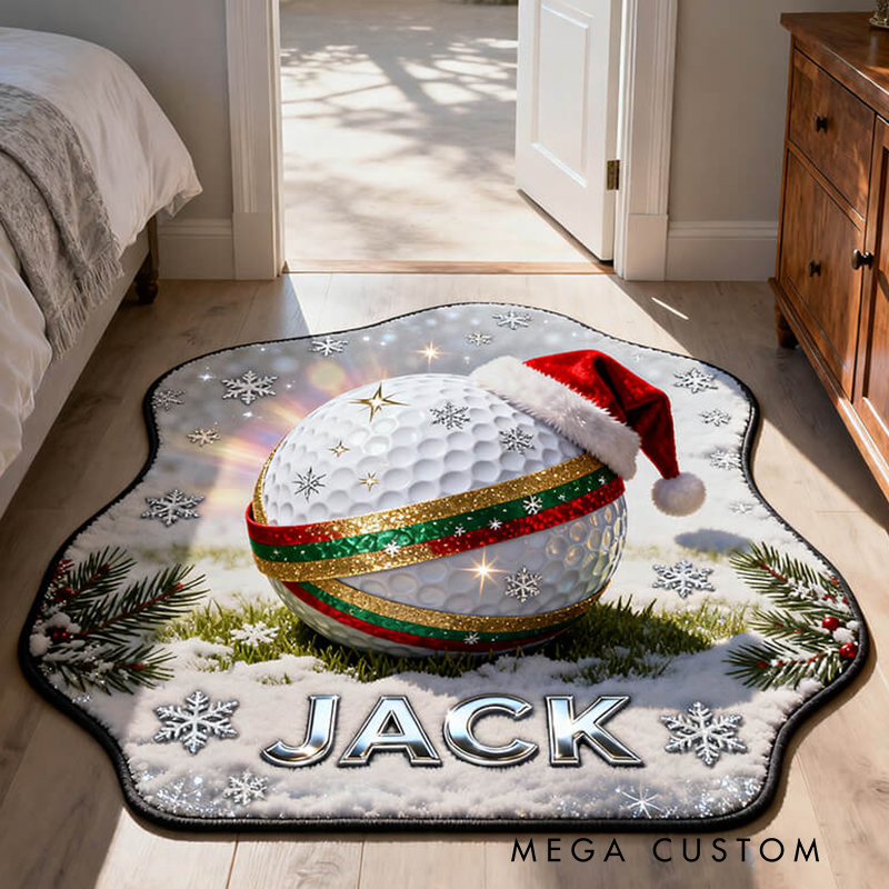 Personalized Christmas Golf Rug with Custom Name and Santa Hat