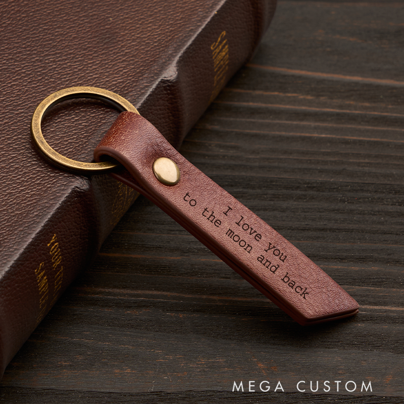 Personalized Leather Keychain for Men Custom Key Ring with Name Engraved Leather Key Chain Anniversary Gift for Him Groomsmen Gift Birthday Gift for Dad Boyfriend Husband