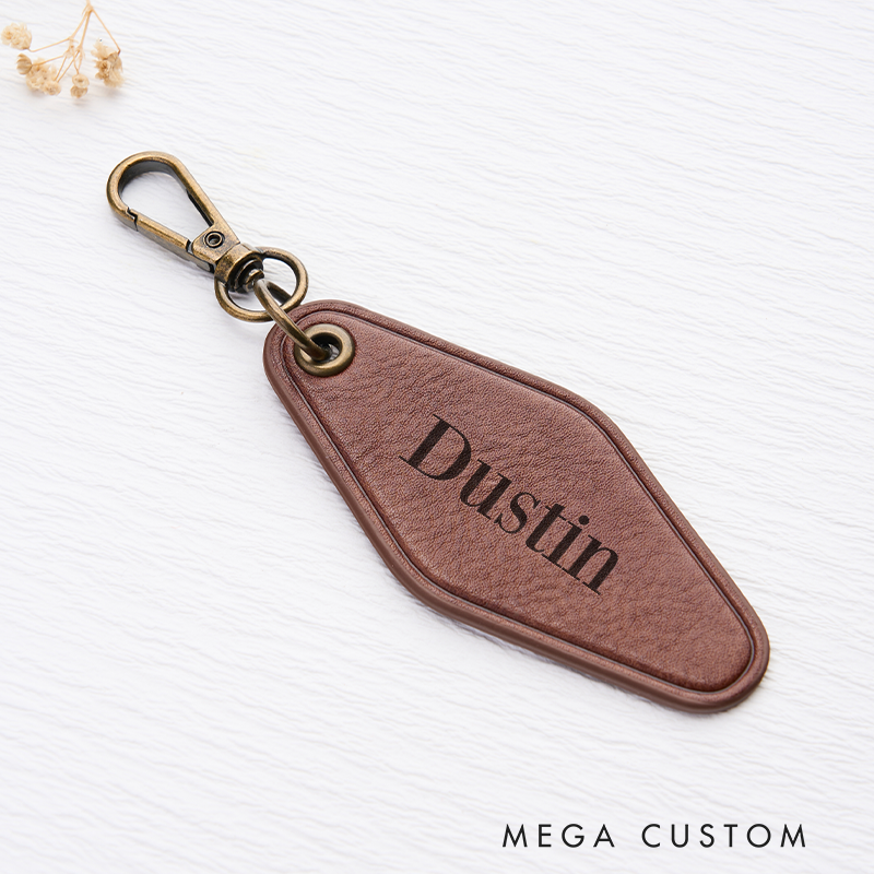 Personalized Leather Keychain for Men Custom Keychain with Name Engraved Leather Key Chain Anniversary Gift for Him Groomsmen Gift Birthday Gift for Dad Boyfriend Husband