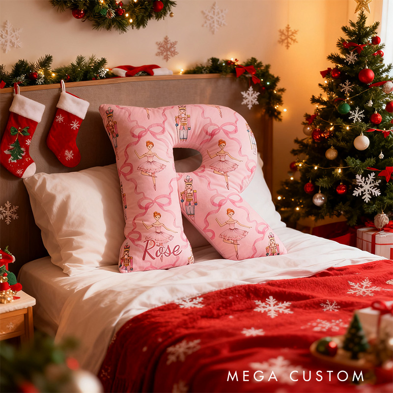 Personalized Nutcracker Ballet Alphabet Shaped Pillow for Dance Lovers Initial Pillow Christmas Gift for Kids