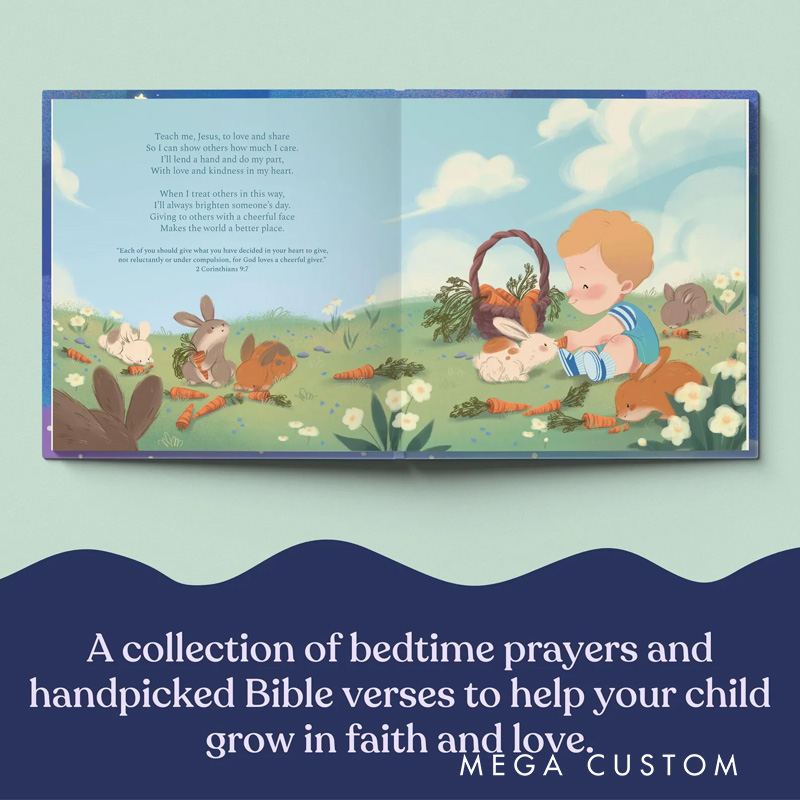 Personalized Bible Verses Bedtime Prayers Bedtime Prayers Book for Kids Boy or Girl Dedication Keepsake Christmas Gifts from Dad Mom Grandparents