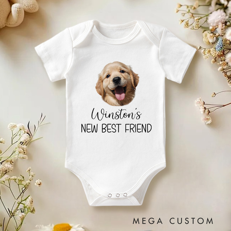 Personalized New Best Friend Puppy Baby Onesie Pet Lover Gift