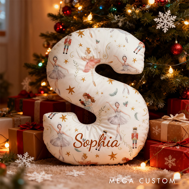 Personalized Ballet White Dream Alphabet Shaped Pillow for Dance Lovers Initial Pillow Christmas Gift for Kids