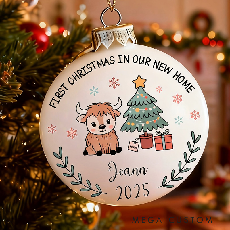 Personalized Unicorn Christmas Ball First Christmas Ornament in Our New Home 2025 for Kids Custom Keepsake Gift for Kids Festive Holiday Decoration