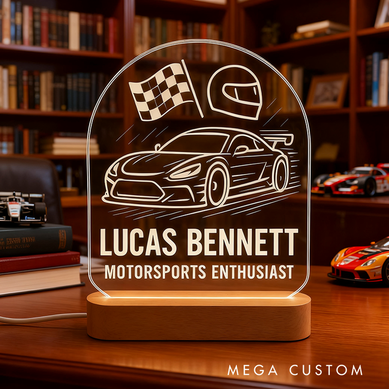 Personalized Racing Car Gift Custom Driver Name Decor Car Motorsport LED Night Light Lover Gift Race Fan Lamp