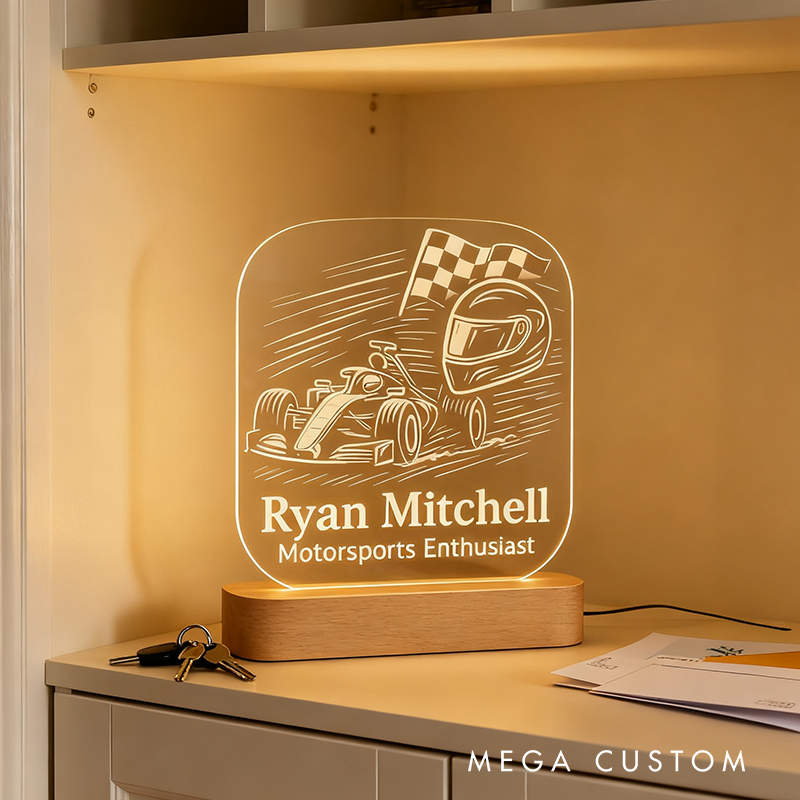 Personalized Racing Car Gift Custom Driver Name Decor Car Motorsport LED Night Light Lover Gift Race Fan Lamp