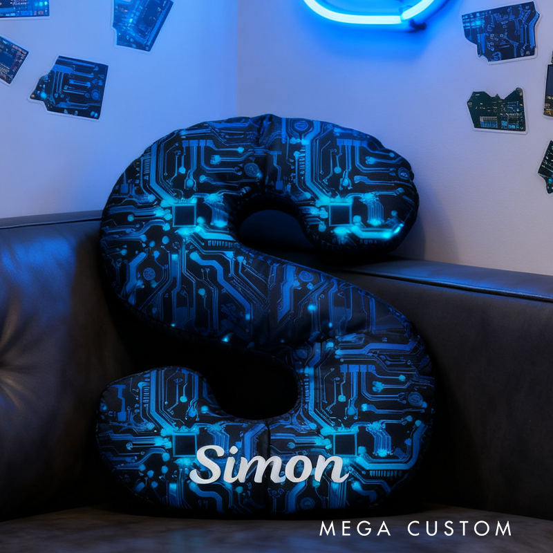 Personalized Letter Circuit Board Design Pillow Gifts IT Technology Geek Nerd Lover