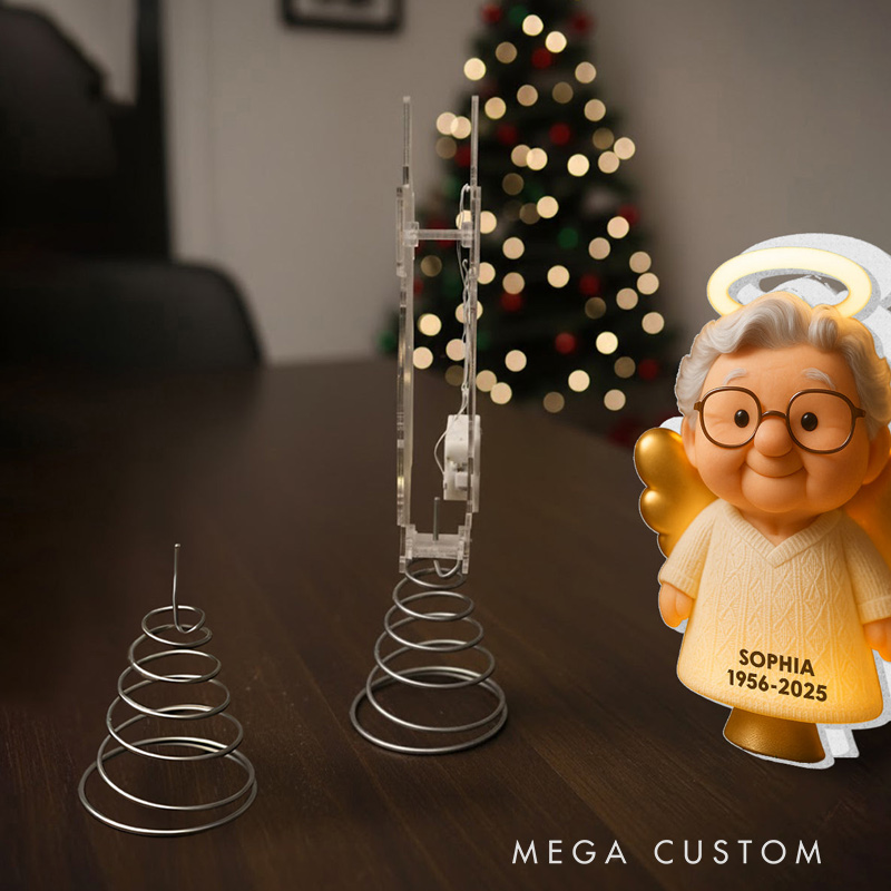 Personalized Memorial LED Light Tree Topper Christmas Memorial  Gift for Family