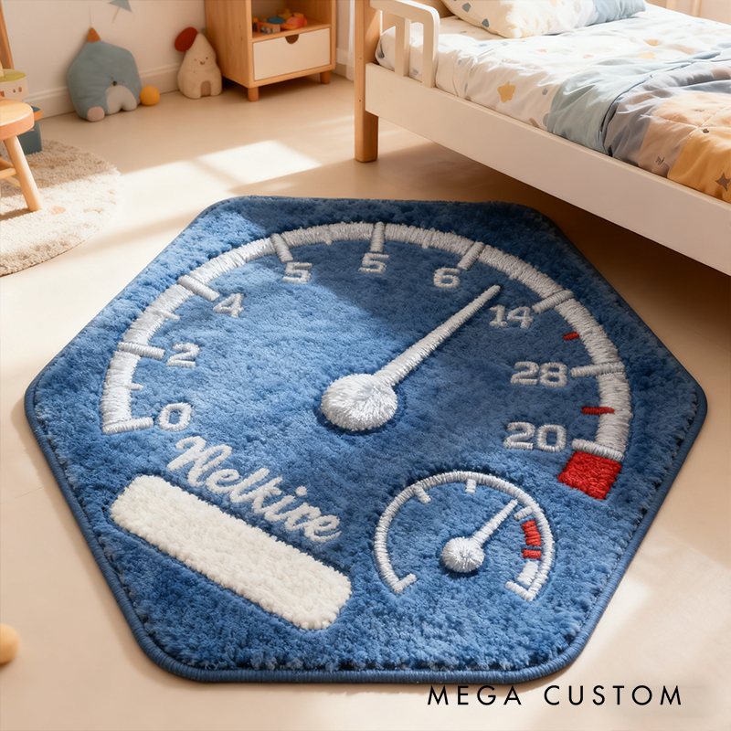 Personalized Speedometer-Themed Rug for Motorsport Enthusiasts Custom Name RACER Speed Rugs Xmas Gigt