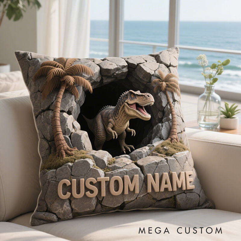 Personalized 3D Dinosaurs with Name Graphic 3D Print Pillow Christmas Gift for Kids Birthday Gift