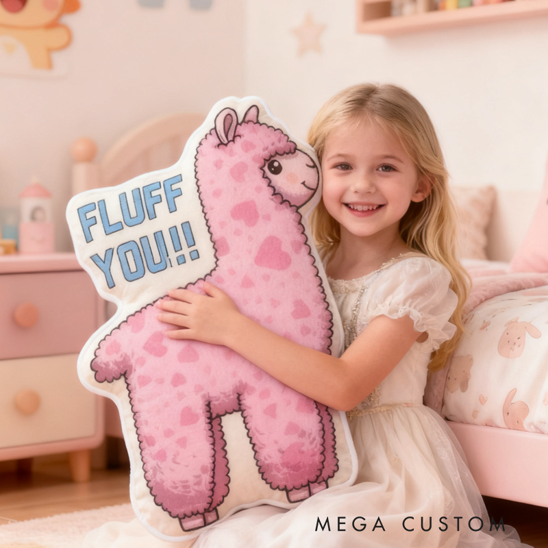 Personalized Pink Alpaca with Name Graphic 3D Print Pillow Christmas Gift for Kids Birthday Gift