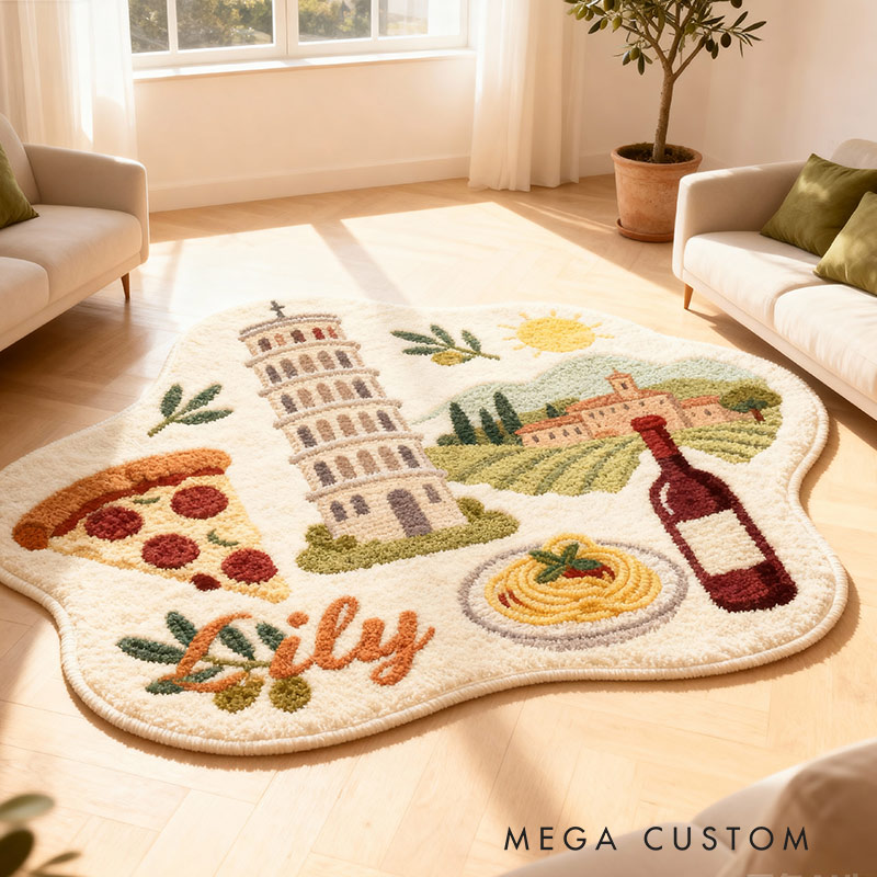 Personalized Italian Charm Rug for Travel Lovers