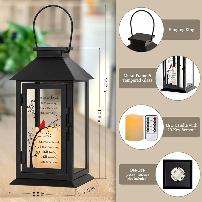 Personalized Memorial Lantern with LED Candle and Remote Bereavement Gifts in Memory of Mother Sympathy Gifts