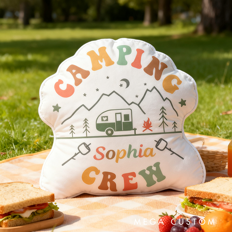 Personalized Camping Crew Toddler Pillow Retro Summer Camping Kids Pillow Cousin's Campout Natural Lover Pillow