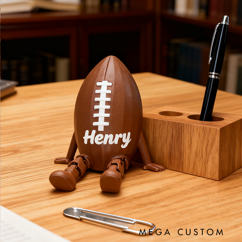 Personalized Football Decor with Dangling Legs and Custom Name