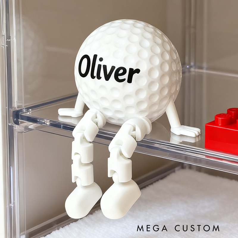 Personalized Golf Ball Decor with Dangling Legs and Custom Name