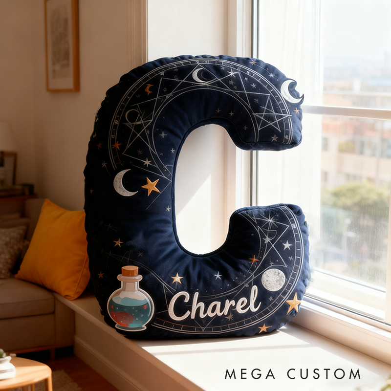 Personalized Galaxy Magisc Themed Christmas Gift Pillow with Stars Constellations Moon and Magical Potion Design  Graphic 3D Print Pillow