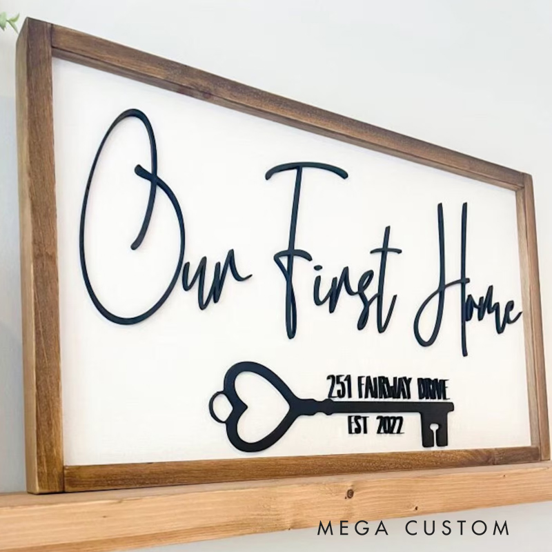 Personalized First Home Sign Realtor Gift Closing Day Gift New Home Buyers Gift 1st Home Gift 3D 1st Home Wall Decor