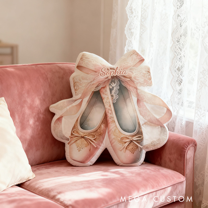 Personalized Ballet Dance Shoes Shaped Pillow for Dance Lovers Pillow Christmas Gift for Kids